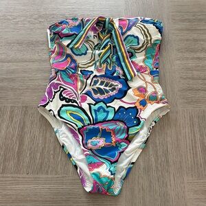 Girls Multicolor Strapless One-Piece Swimsuit